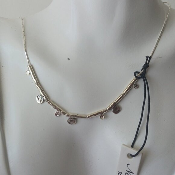 Noa ZUMAN Elegant STERLING Silver 925 Petal Necklace w Charms Israel 17in long